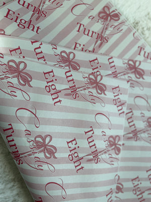 THE CASSIDY PINK BOW PERSONALISED WRAPPING PAPER