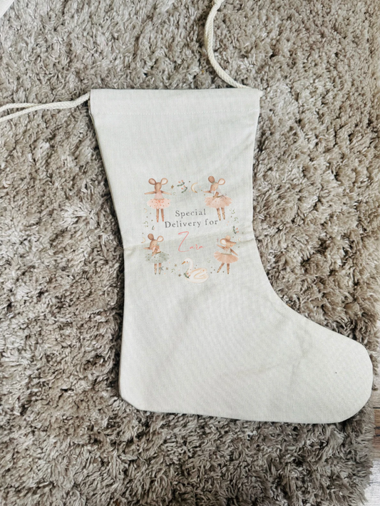 FLORAL BALLERINA MOUSE PERSONALISED STOCKING