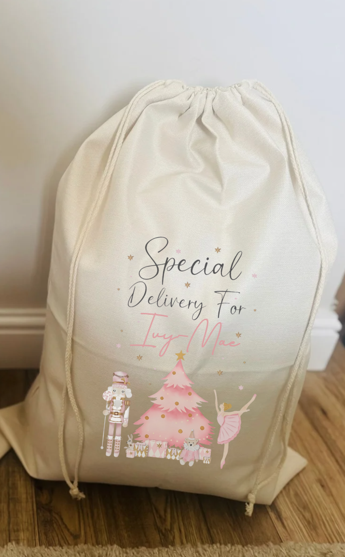 PERSONALISED PINK BALLERINA CHRISTMAS SACK