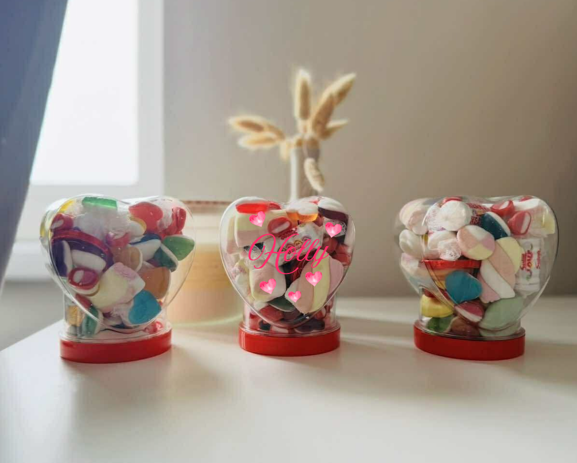 personalised heart shaped sweet jar