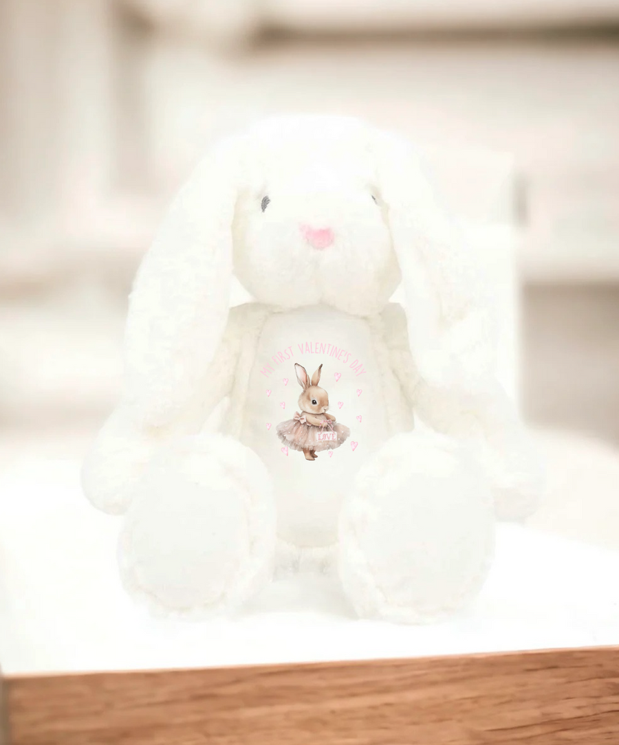PINK BALLERINA BUNNY WHITE BUNN FIRST VALENTINES DAY