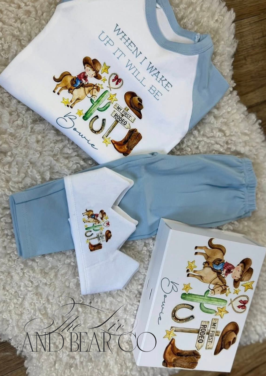 BLUE MY FIRST RODEO BIRTHDAY PJS