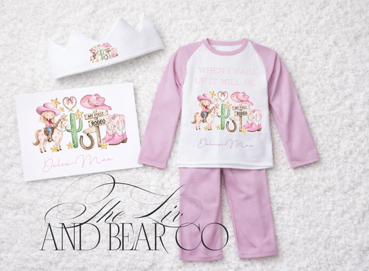 PINK MY FIRST RODEO BIRTHDAY PJS