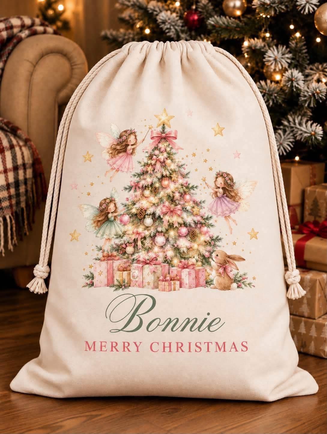 Personalised fairy merry Christmas sack