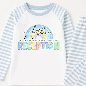 WHEN I WAKE UP BLUE TONE PERSONALISED SCHOOL PJS