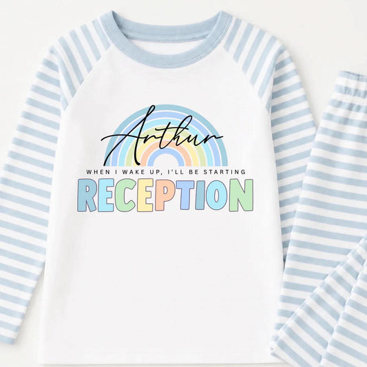 WHEN I WAKE UP BLUE TONE PERSONALISED SCHOOL PJS