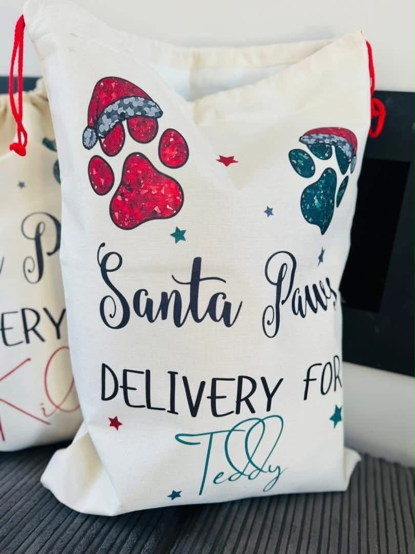SANTA PAW PERSONALISED CHRISTMAS SACK