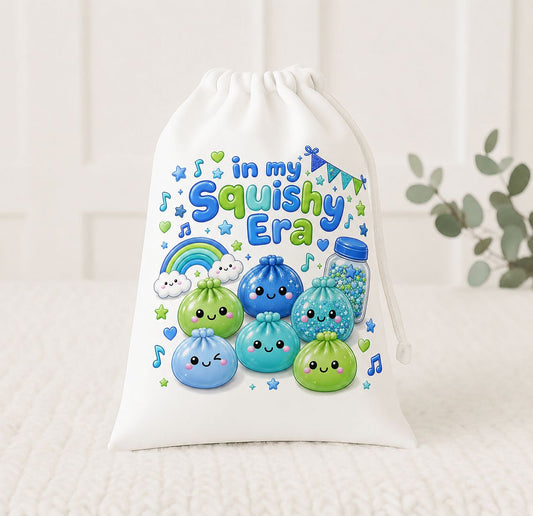 Blue theme personalised squishy sensory toy bag