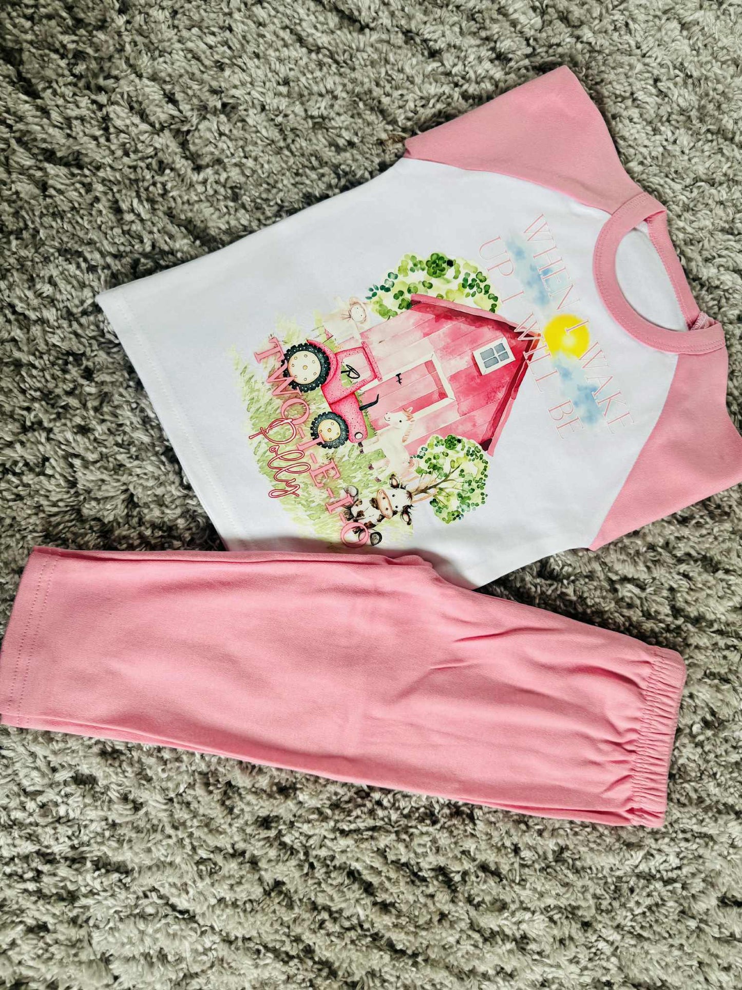 PERSONALISED PINK THEME FARM BIRTHDAY PJS