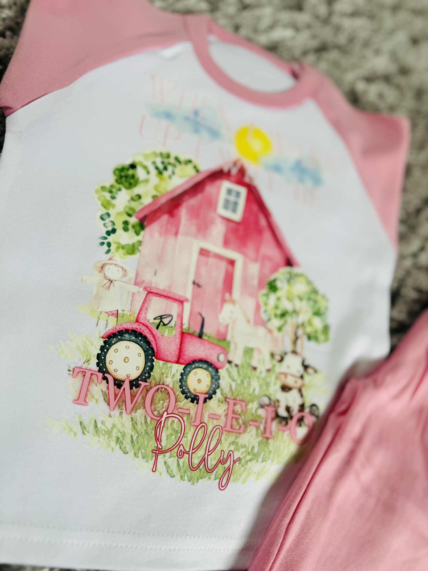 PERSONALISED PINK THEME FARM BIRTHDAY PJS