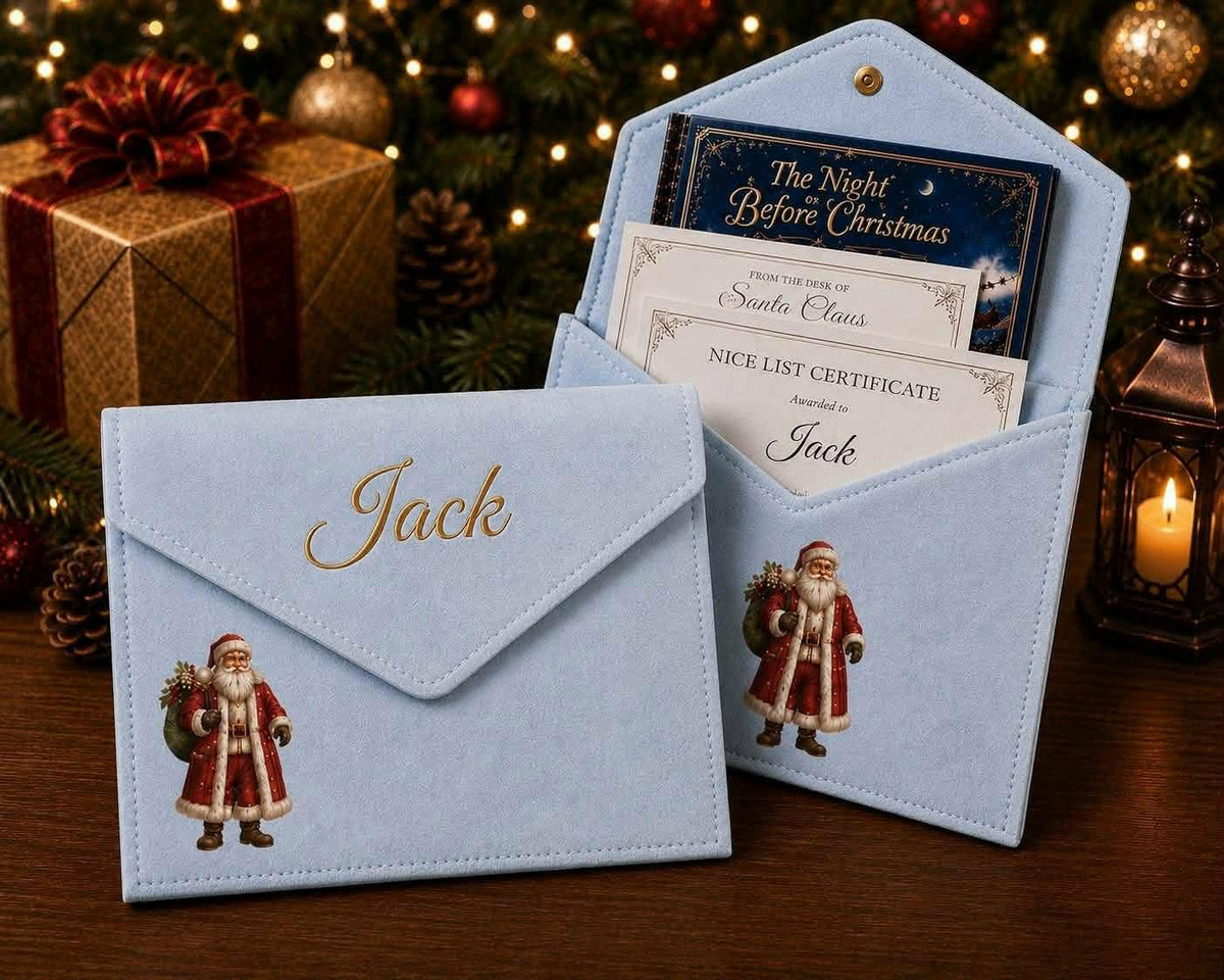 Personalised Christmas certificate/book folder envelope
