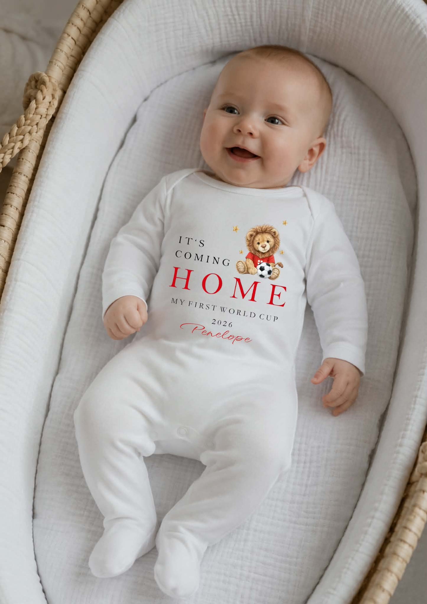 Lion it’s coming home personalised baby grow