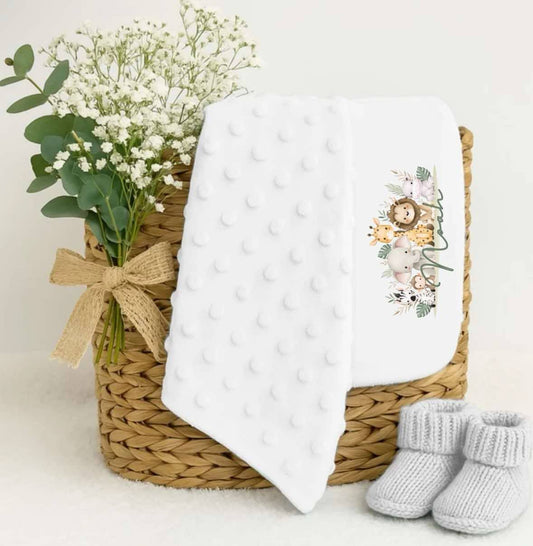 Safari animal personalised baby blanket