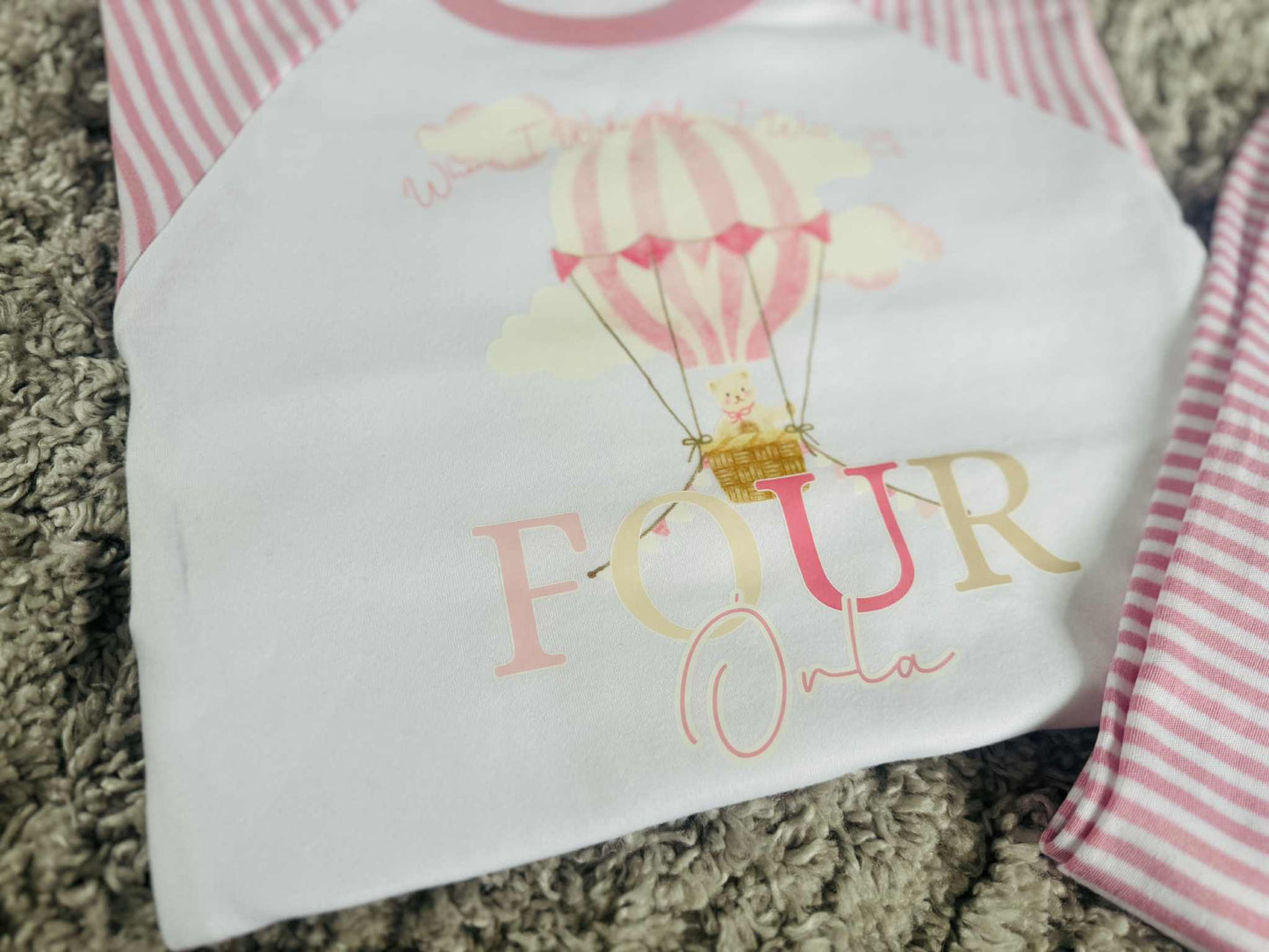 PERSONALISED PINK HOT AIR BALLOON BIRTHDAY PJS