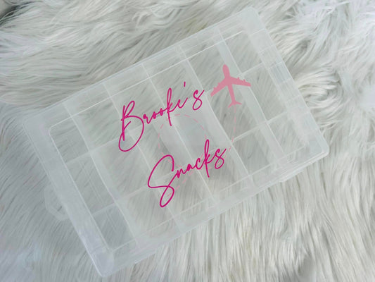 PINK PERSONALISED AIRPLANE DESIGN SNACK BOX