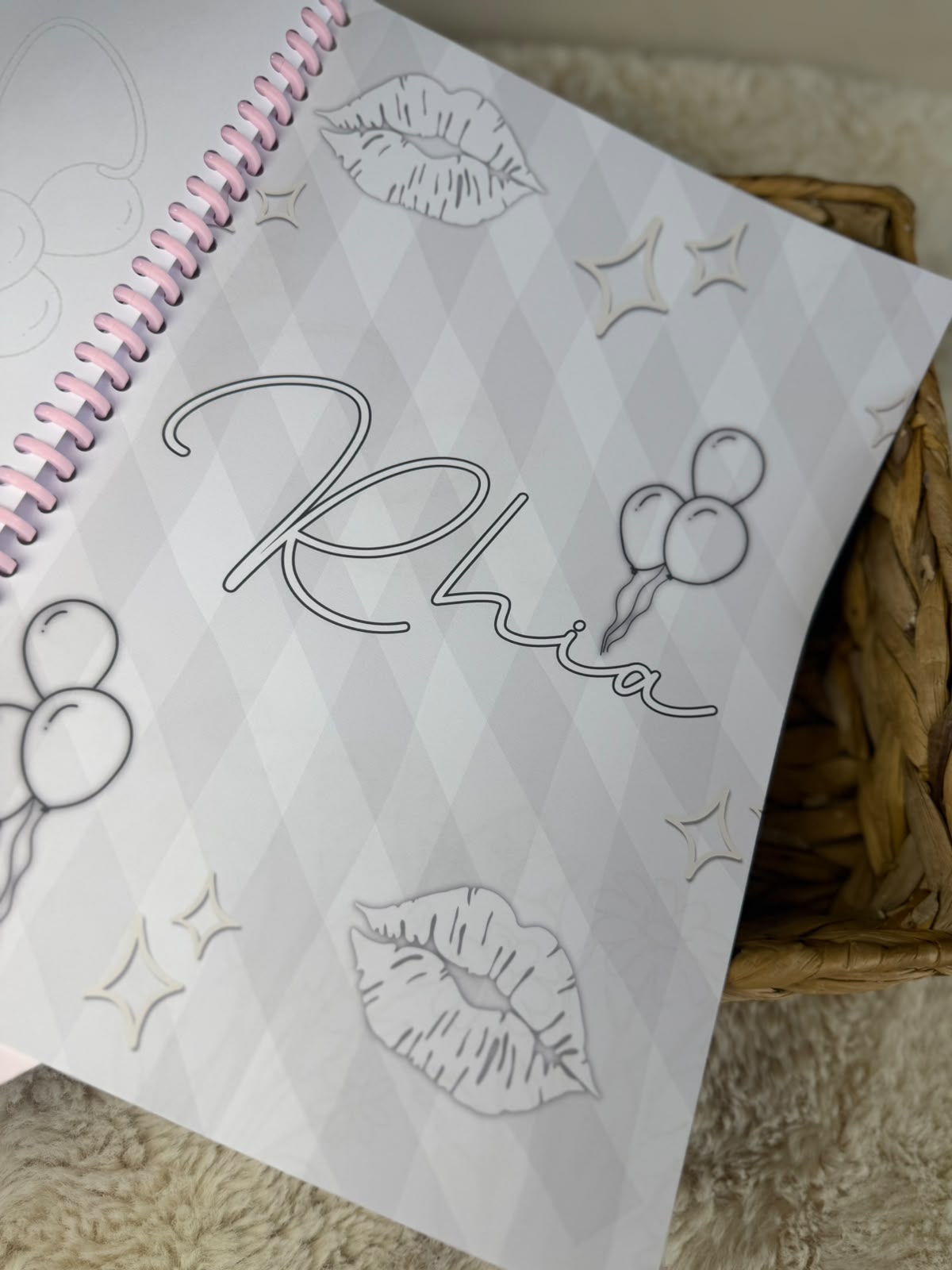 PERSONALISED PINK THEME BIRTHDAY COLOURING BOOK