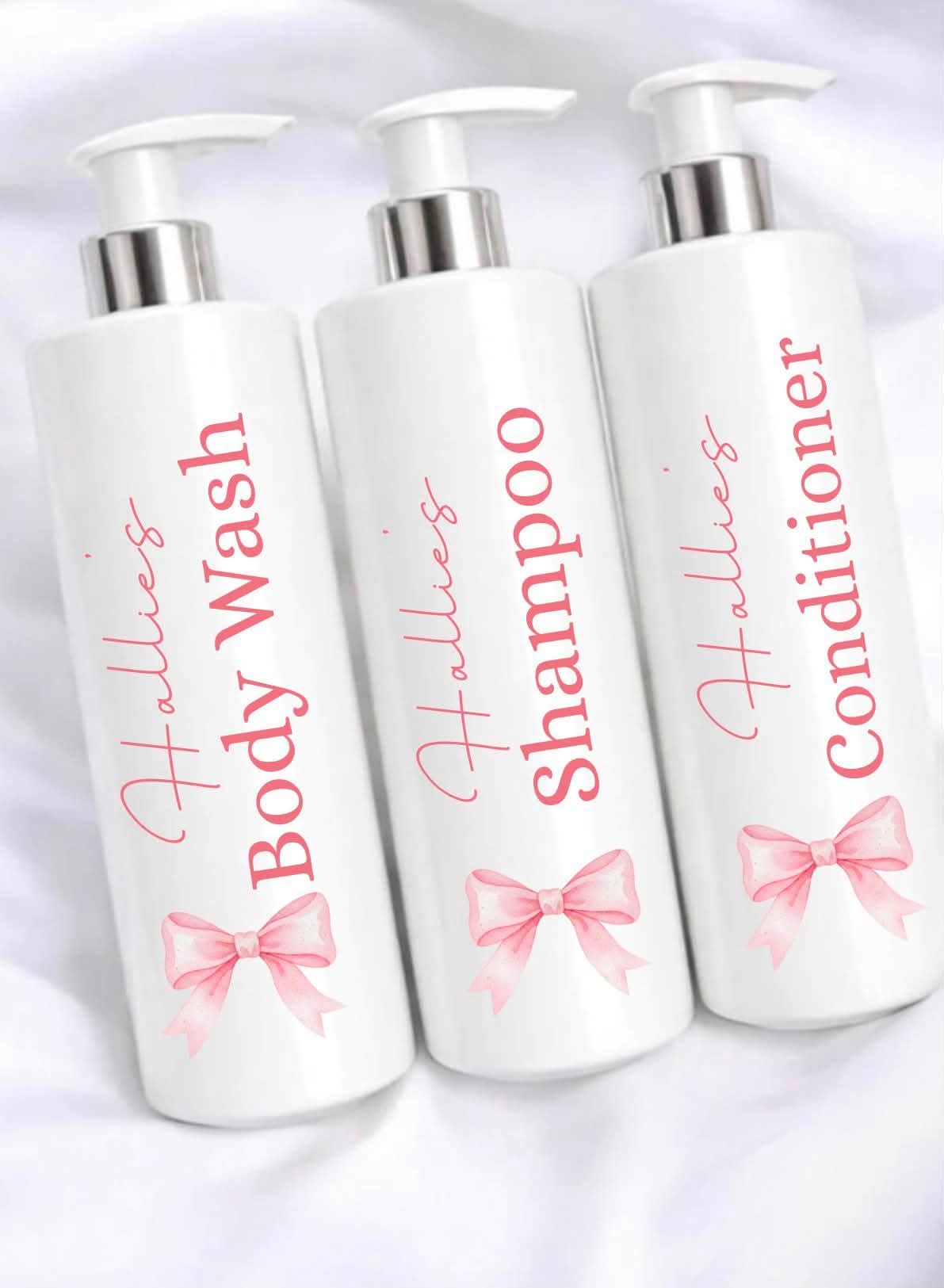 Set Of Pink Bow Bottles