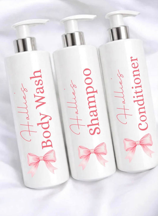 Set Of Pink Bow Bottles