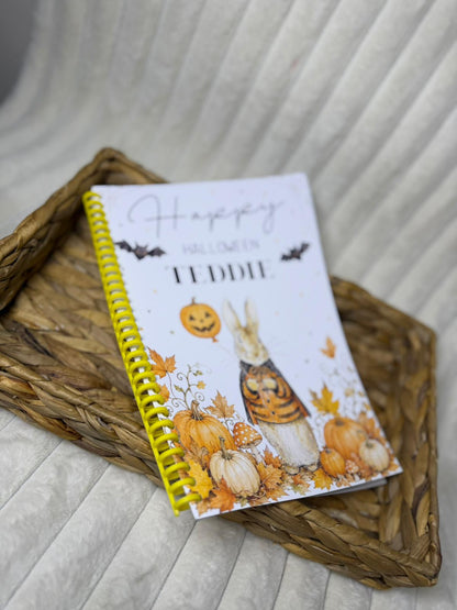 Happy Halloween orange jacket bunny colouring book