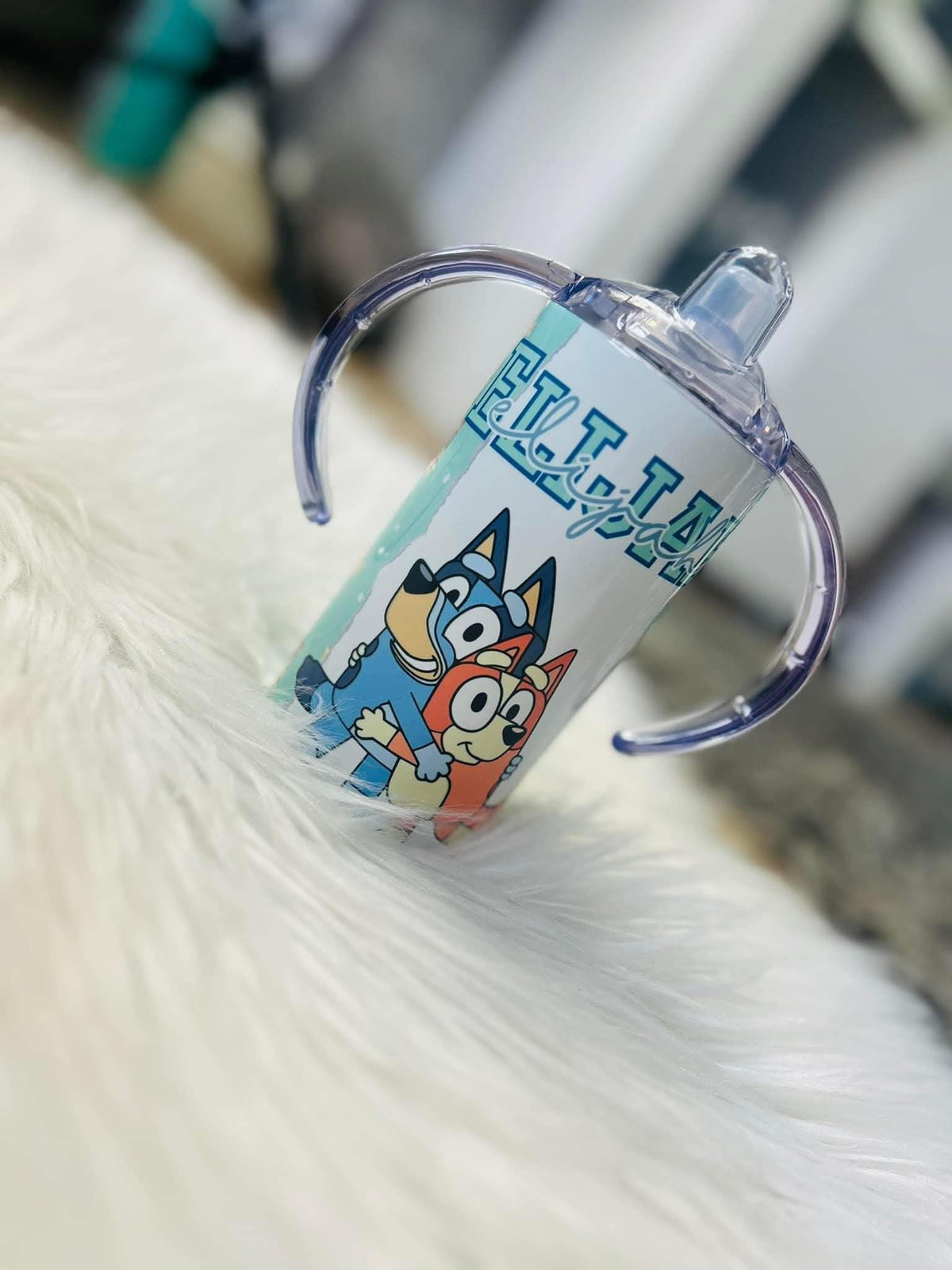 Personalised blue dog sippy cup