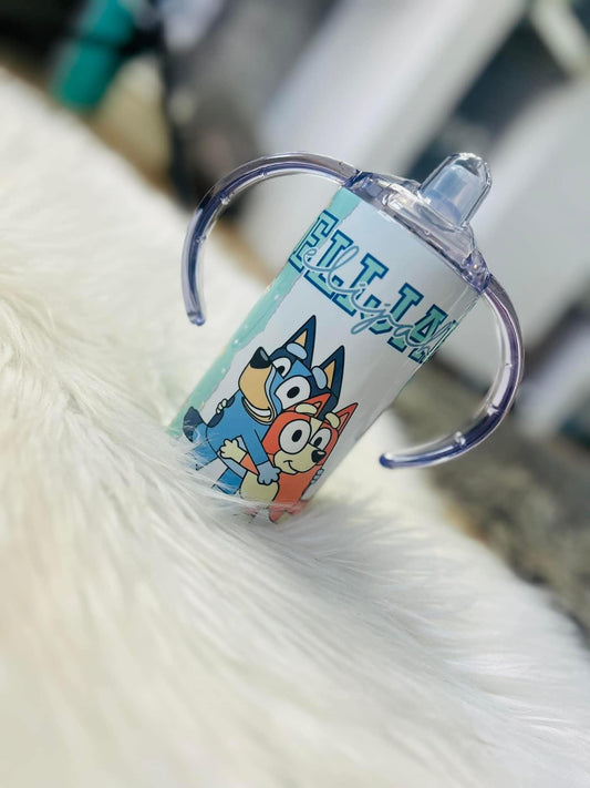 Personalised blue dog sippy cup