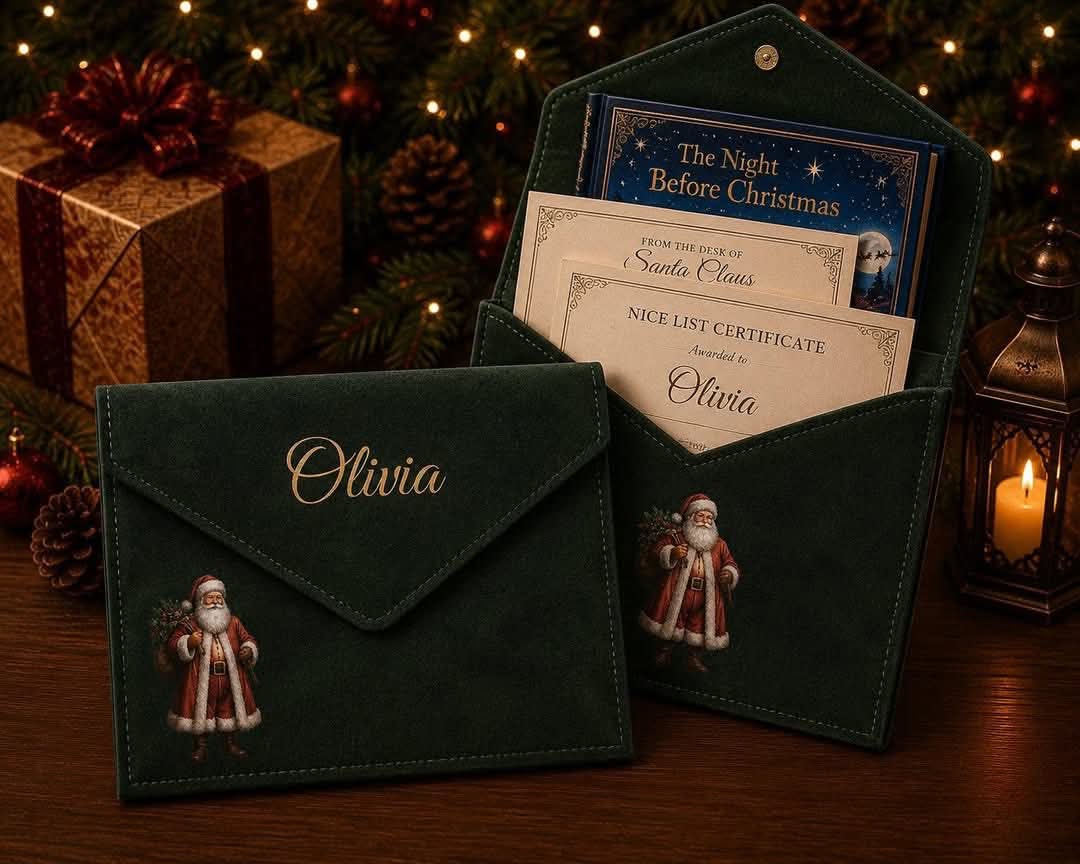 Personalised Christmas certificate/book folder envelope