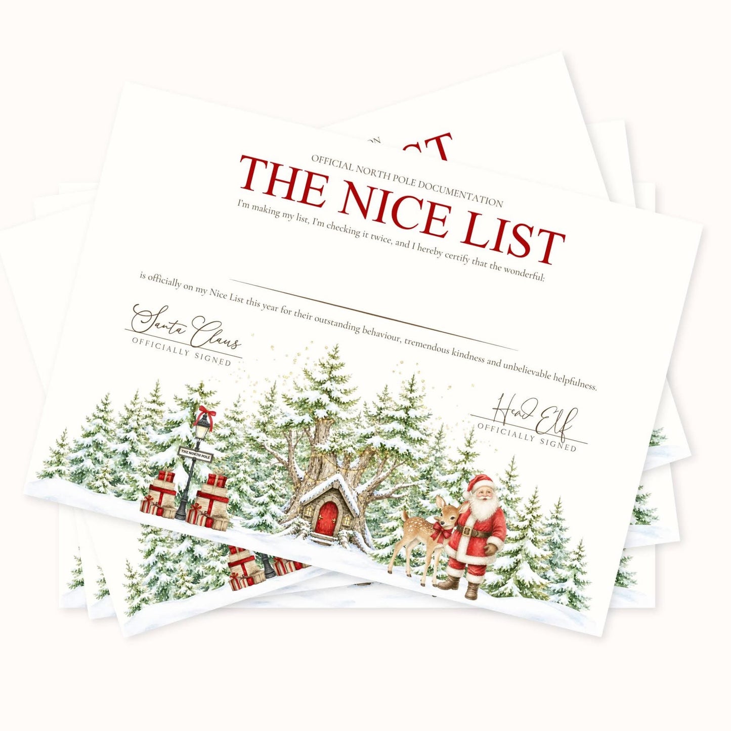 Personalised nice list certificate