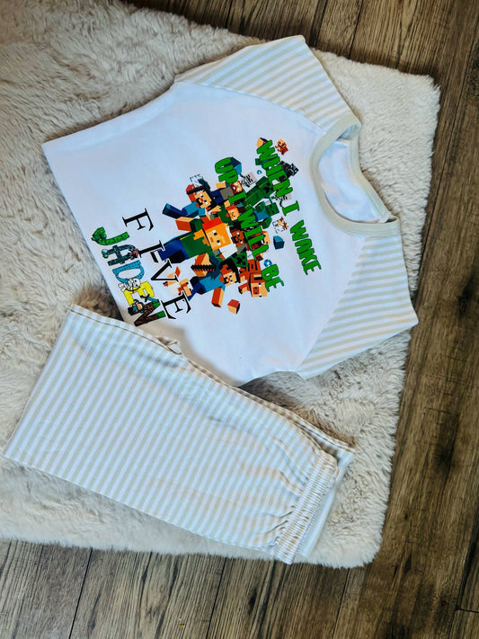 PERSONALISED MINECRAFT WHEN I WAKE UP BIRTHDAY PJS