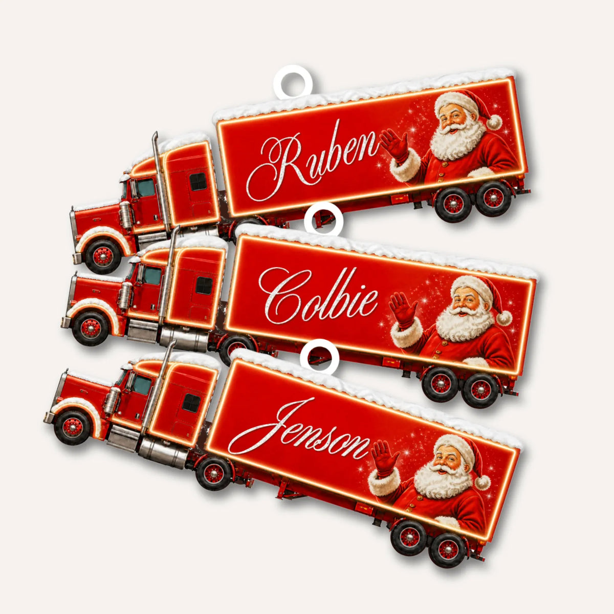PERSONALISED RED TRUCK HANING DECORTATION