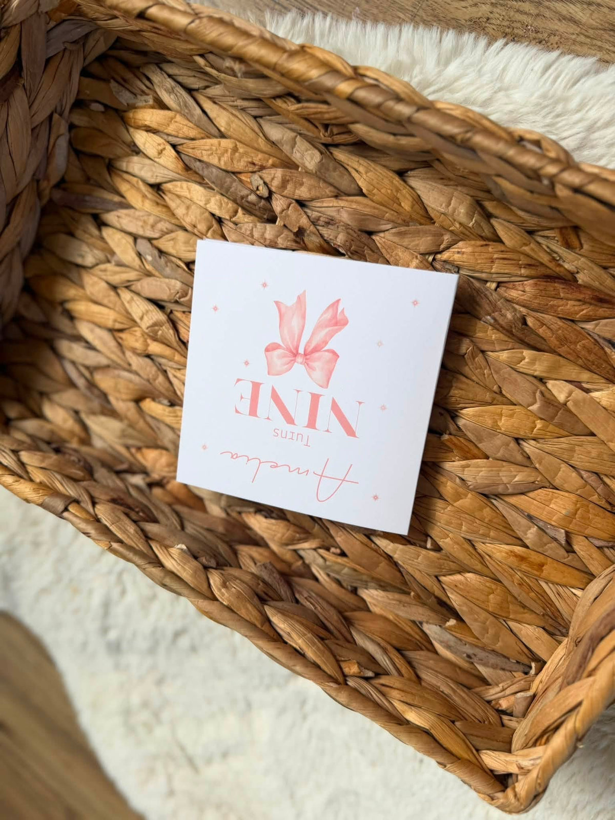 Personalised pink bow card