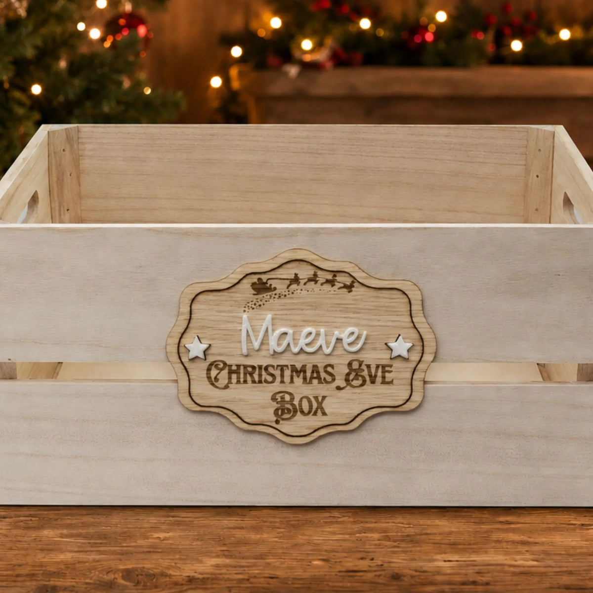 Christmas Eve Box Plaque Reindeer and Star deisgn