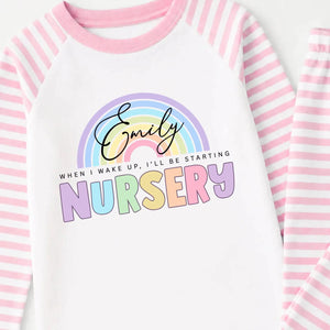 WHEN I WAKE UP PASTEL RAINBOW PERSONALISED SCHOOL PJS