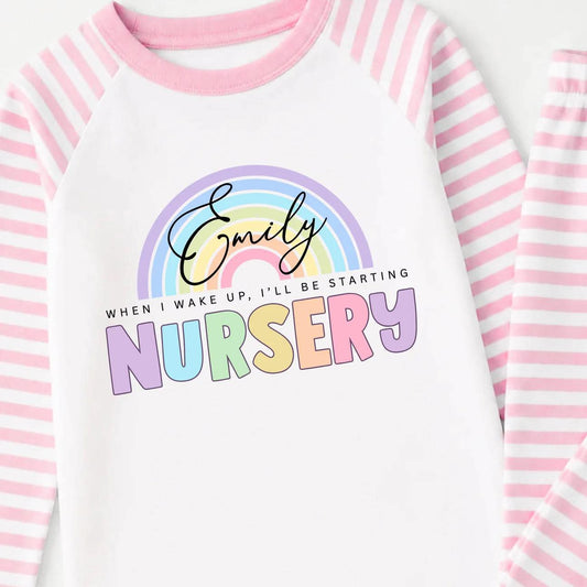 WHEN I WAKE UP PASTEL RAINBOW PERSONALISED SCHOOL PJS