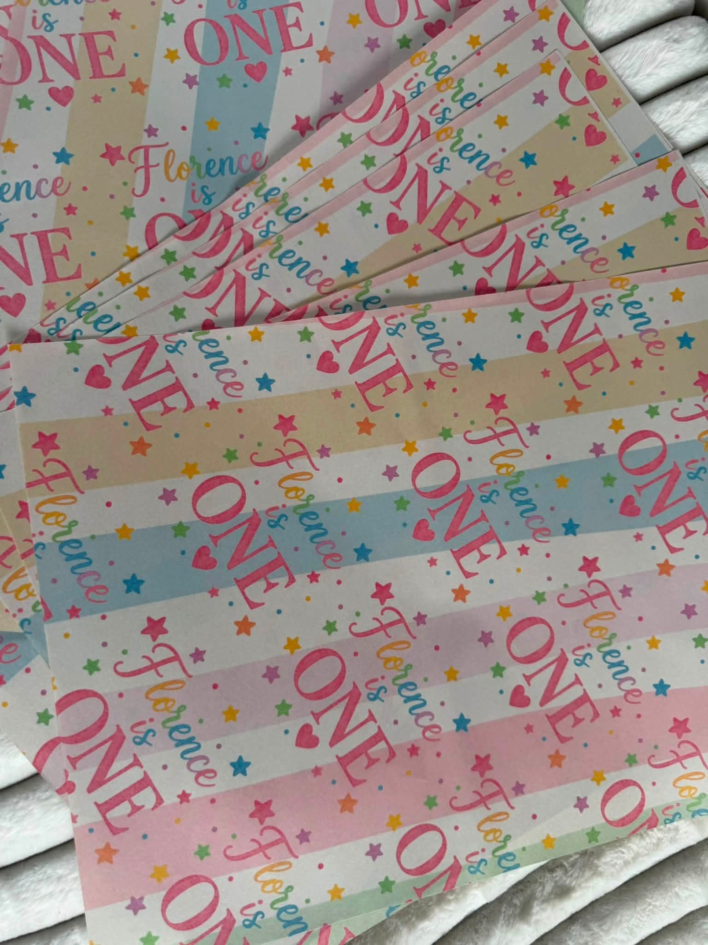 Pastel coloured personalised wrapping paper