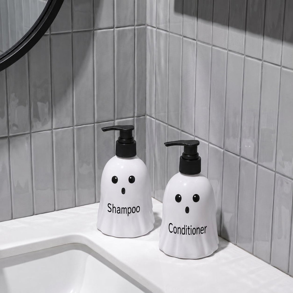 Personalised plastic ghost pump bottles
