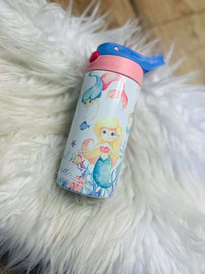 Watercolor mermaid 2 tone personalised bottle