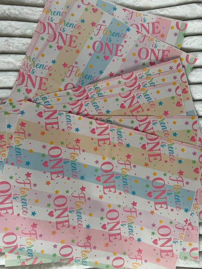 Pastel coloured personalised wrapping paper