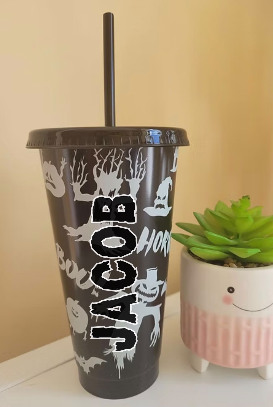 Personalised Halloween glow in the dark cold cup