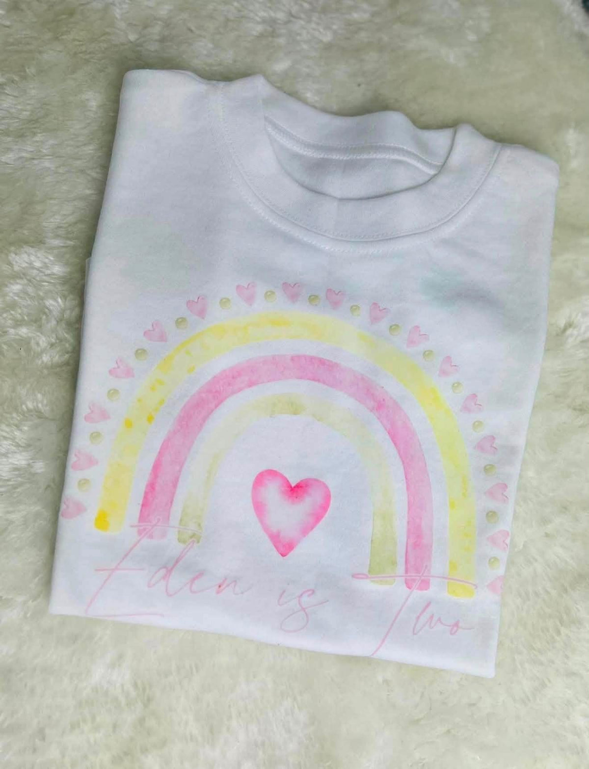 Watercolor rainbow birthday t-shirt
