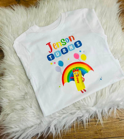 Personalised Number Blocks Birthday Tshirt