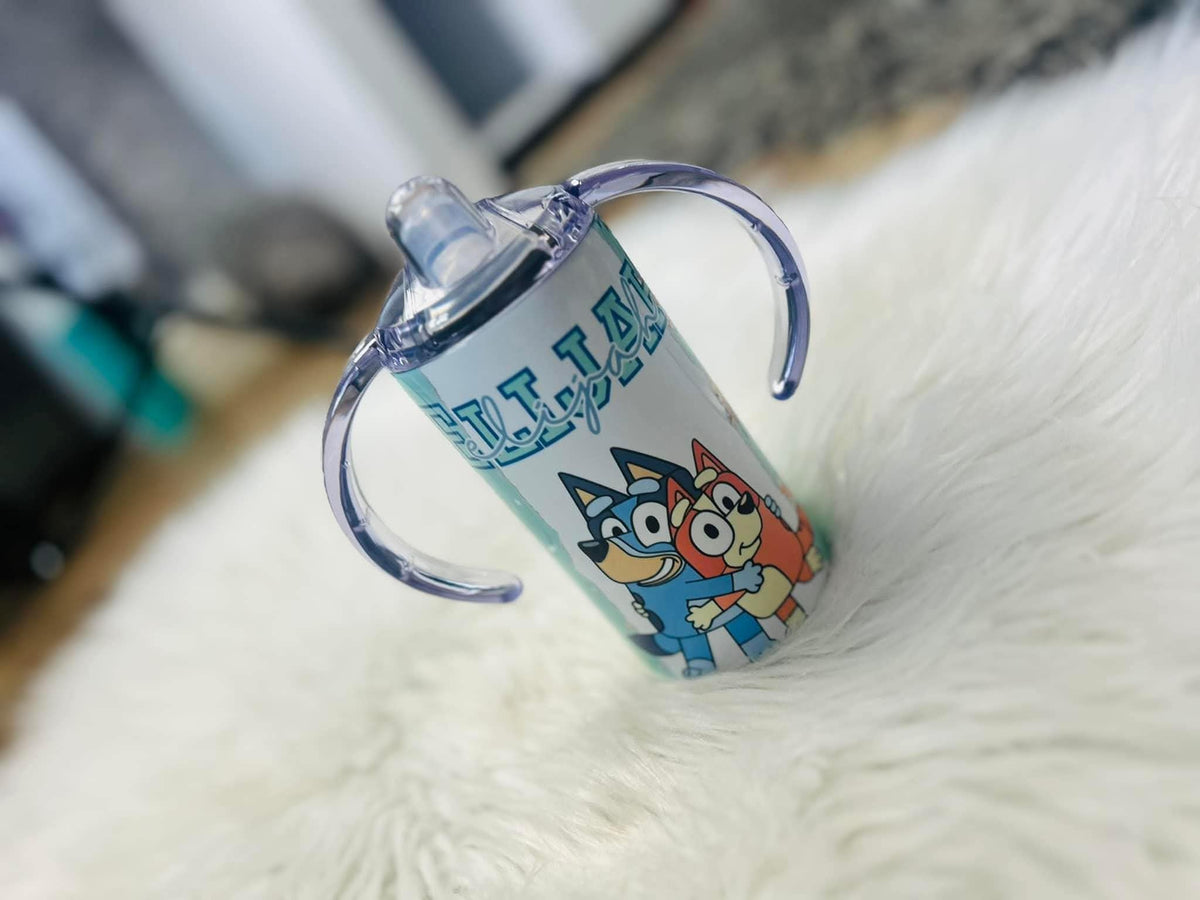 Personalised blue dog sippy cup