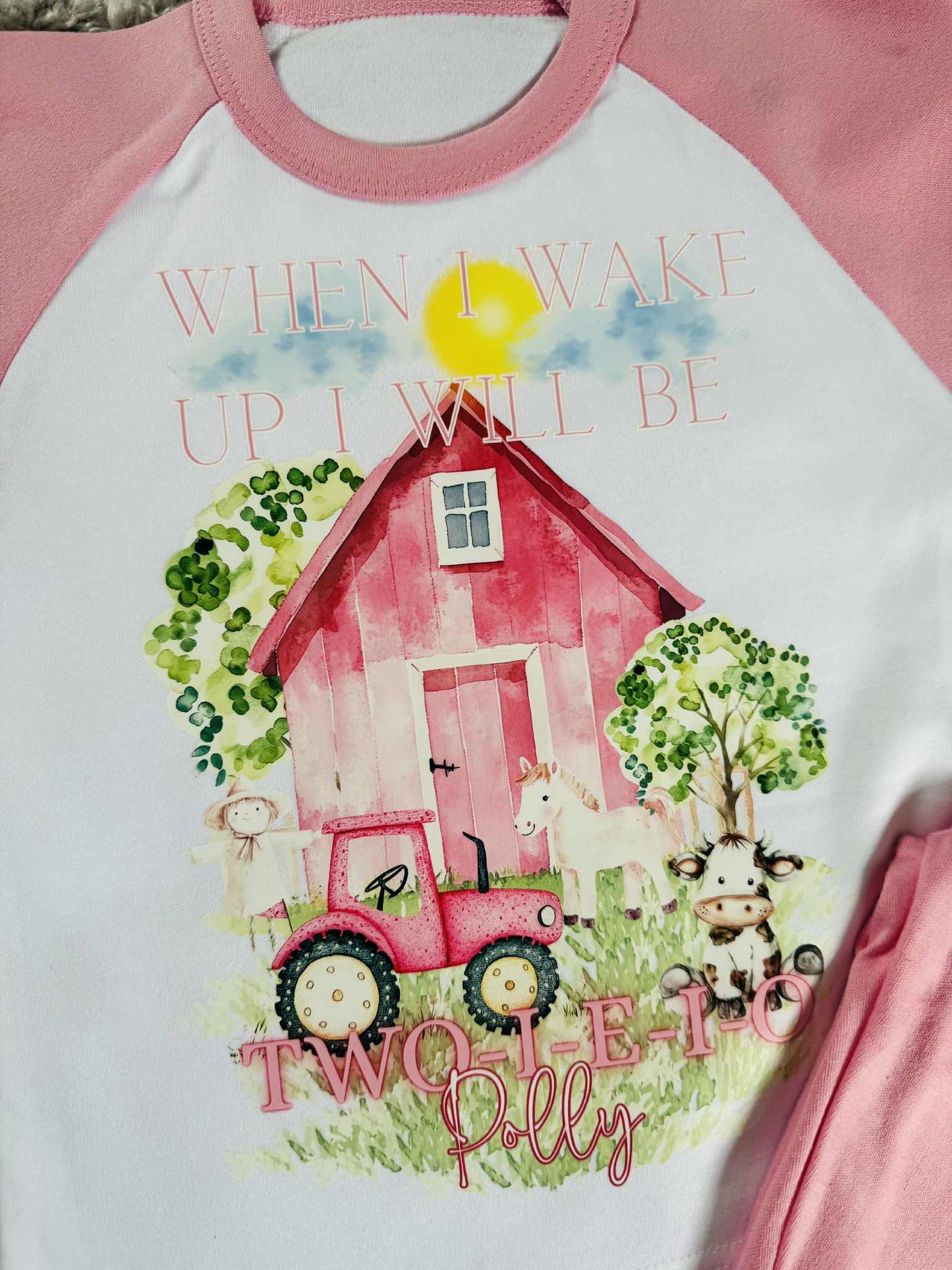 PERSONALISED PINK THEME FARM BIRTHDAY PJS