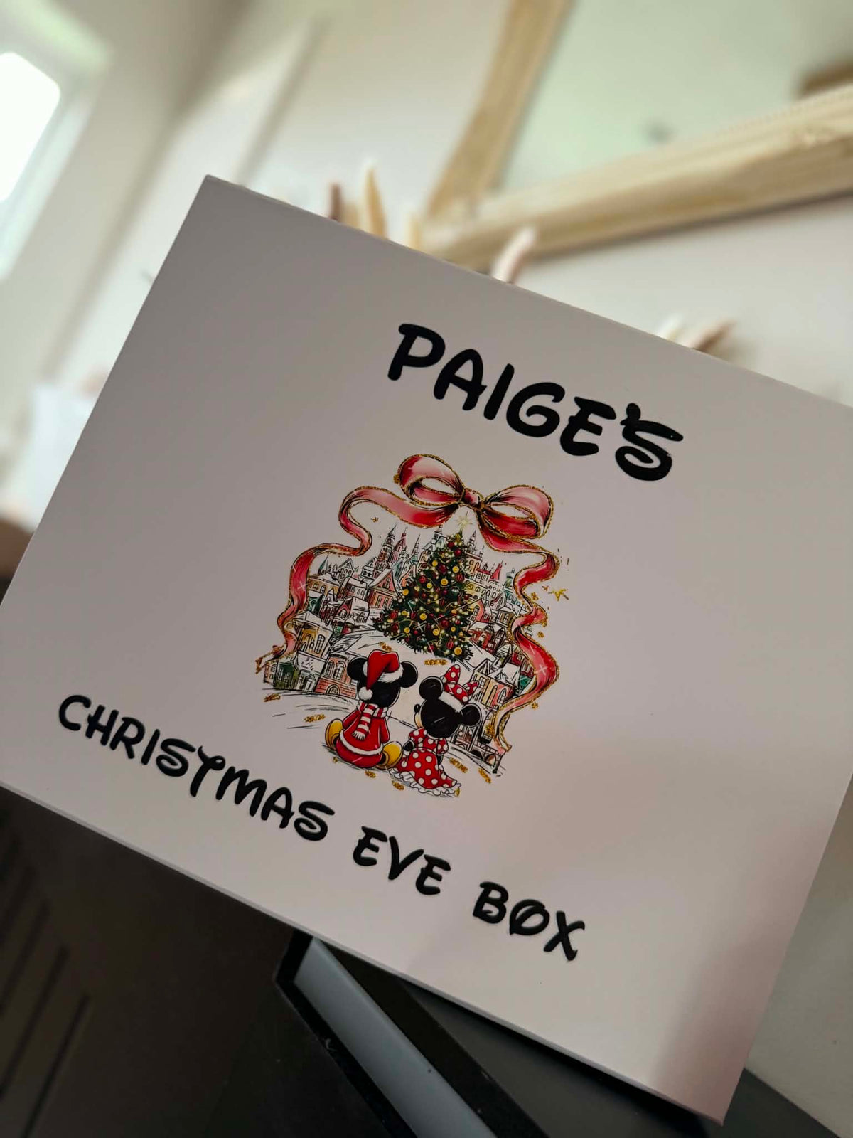 Personalised bow mouse Christmas Eve box