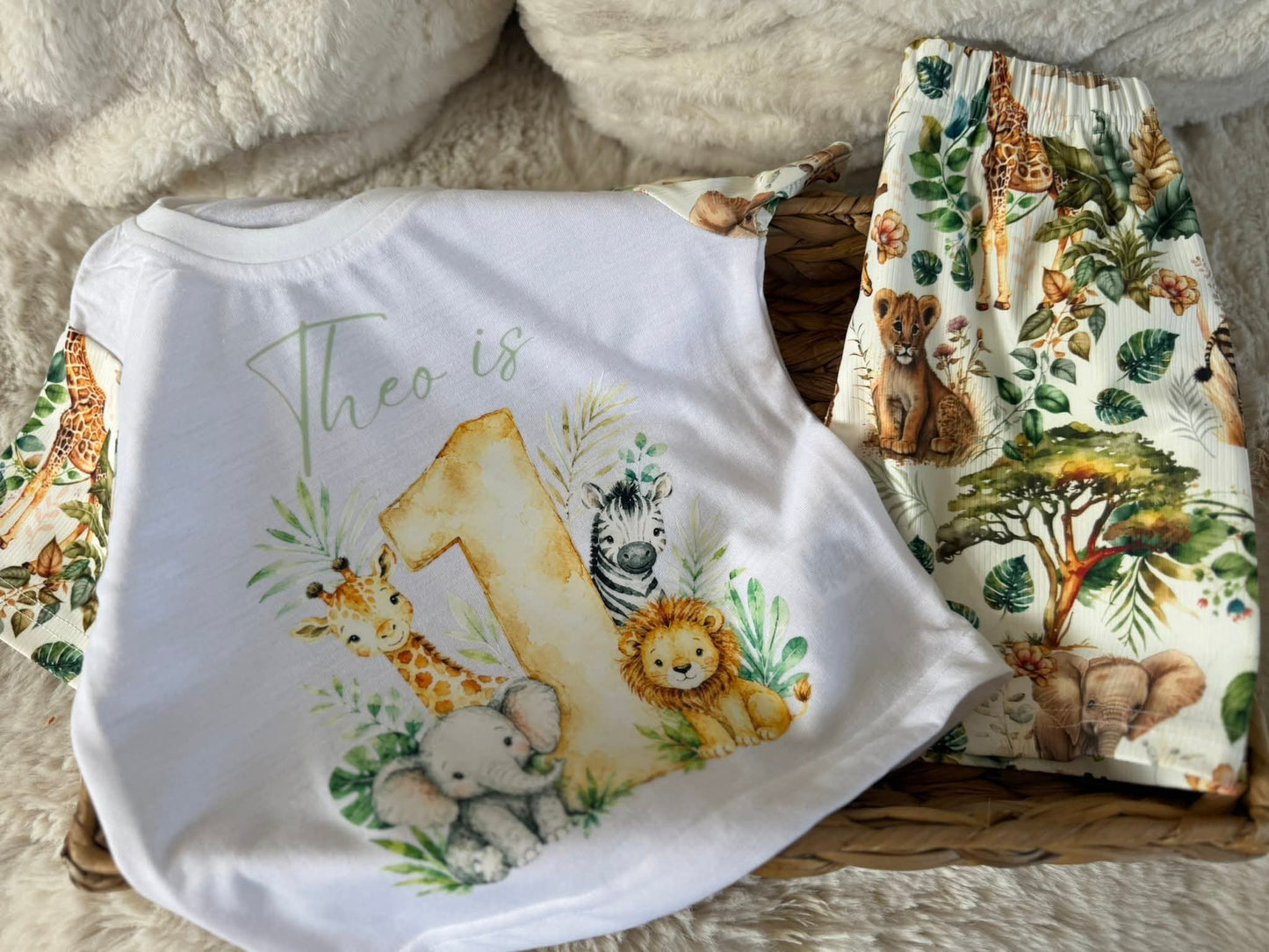 Safari short style birthday pjs