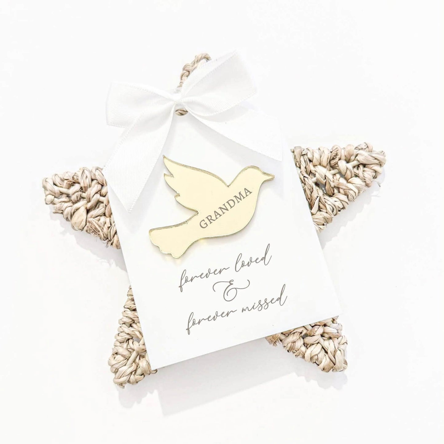 Acrylic dove personalised memorial bauble
