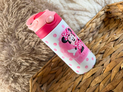Pink polka dot mouse personalised bottle