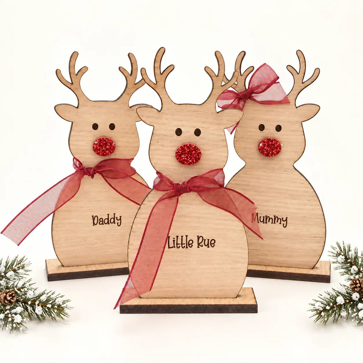 OAK REINDEER AND BASE PERSONALISED