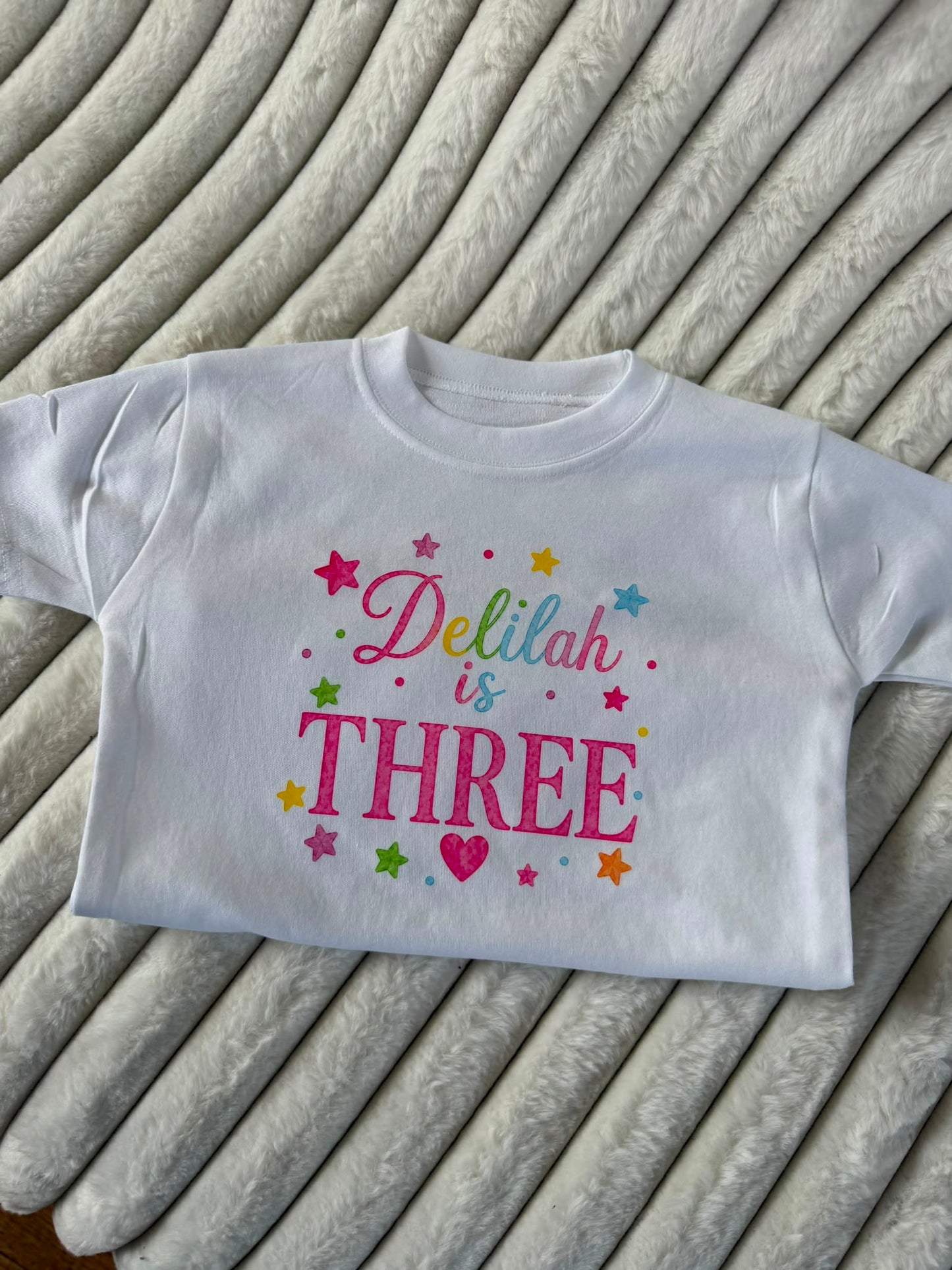 Personalised rainbow pastel colour birthday tshirt