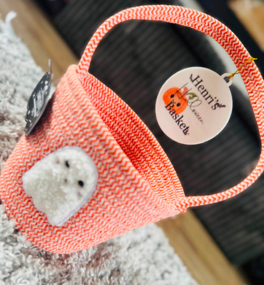 Orange ghost personalised Halloween treat basket