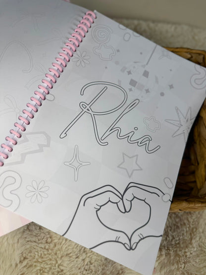PERSONALISED PINK THEME BIRTHDAY COLOURING BOOK